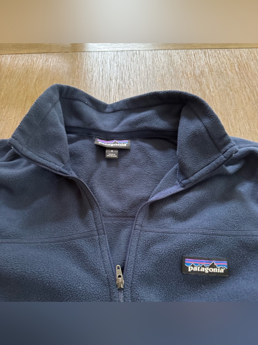 Patagonia Men Navy Blue Quarter Zip Up Fleece Jacket
